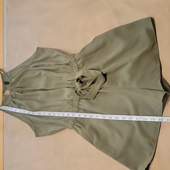Bebop Size S Olive / Army Green Woven High Neck Romper Tie Waist, Exc. Used Cond - Picture 8 of 15